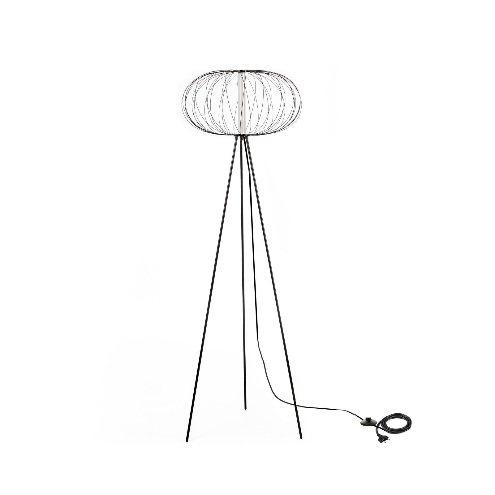 Lampadaire en acier avec abat-jour noir brillant 50x50x150h cm