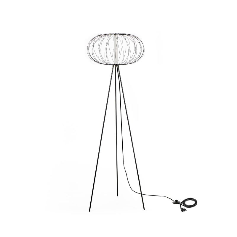 Lampadaire en acier avec abat-jour noir brillant 50x50x150h cm