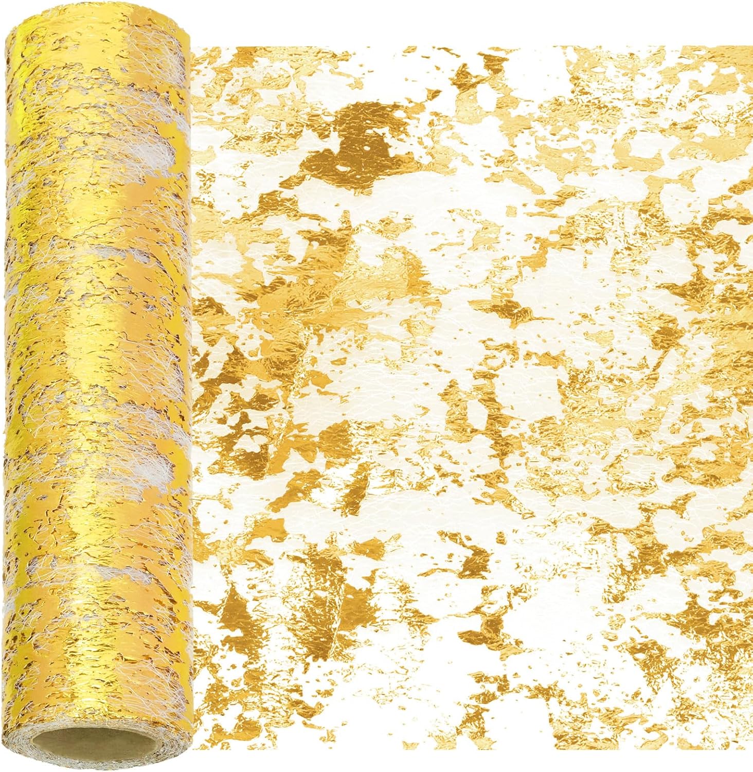 Bieżnik stołowy ze złotym brokatem 11x354 cali, rolki dekoracyjne z cienkiej siateczki z brokatowej folii metalicznej, złoty bieżnik stołowy, folia, o