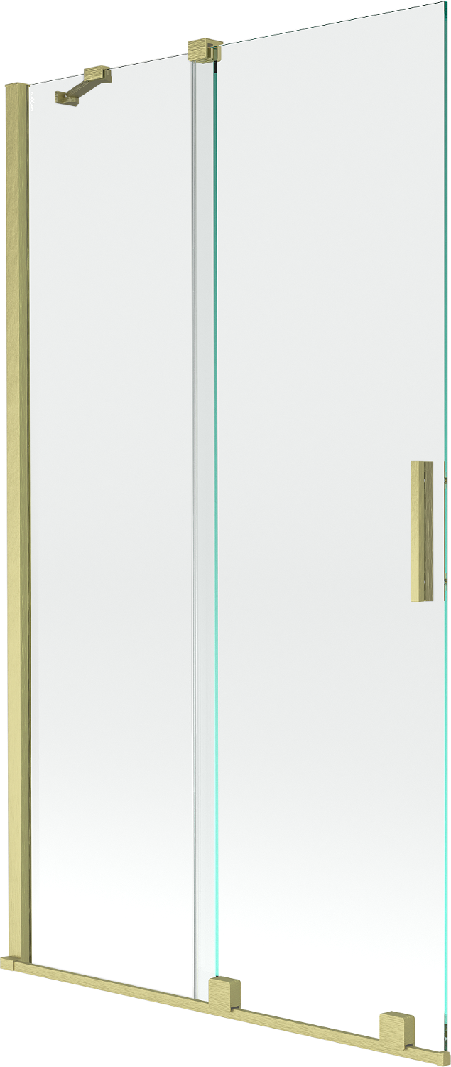 Mexen Velar parawan nawannowy 2-skrzydłowy rozsuwany 100 x 150 cm, transparent, złoty szczotkowany - 896-100-000-01-55