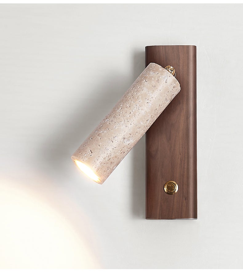Kinkiet, lampa ścienna z kamienia, LED 3 W 220 V (ciepłe światło), kamień naturalny, lampka nocna, regulowany kąt nachylenia