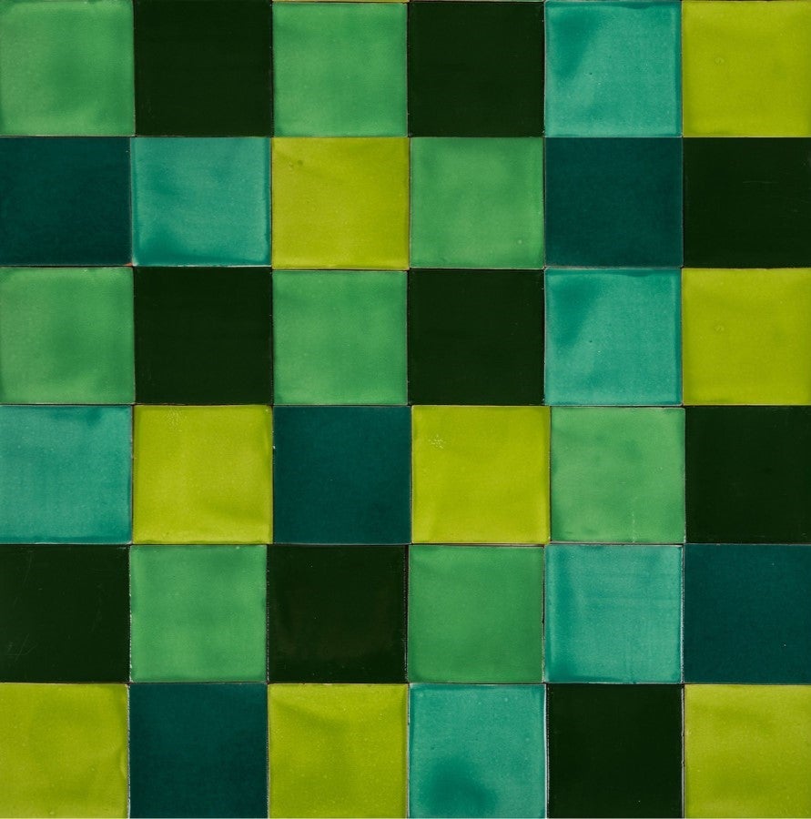 Patchwork płytek 10,5×10,5 cm "Verta" – w kolorze zielonym – 90 sztuk – 1 m² – płytki gładkie do łazienki, prysznica, schodów i kuchni.