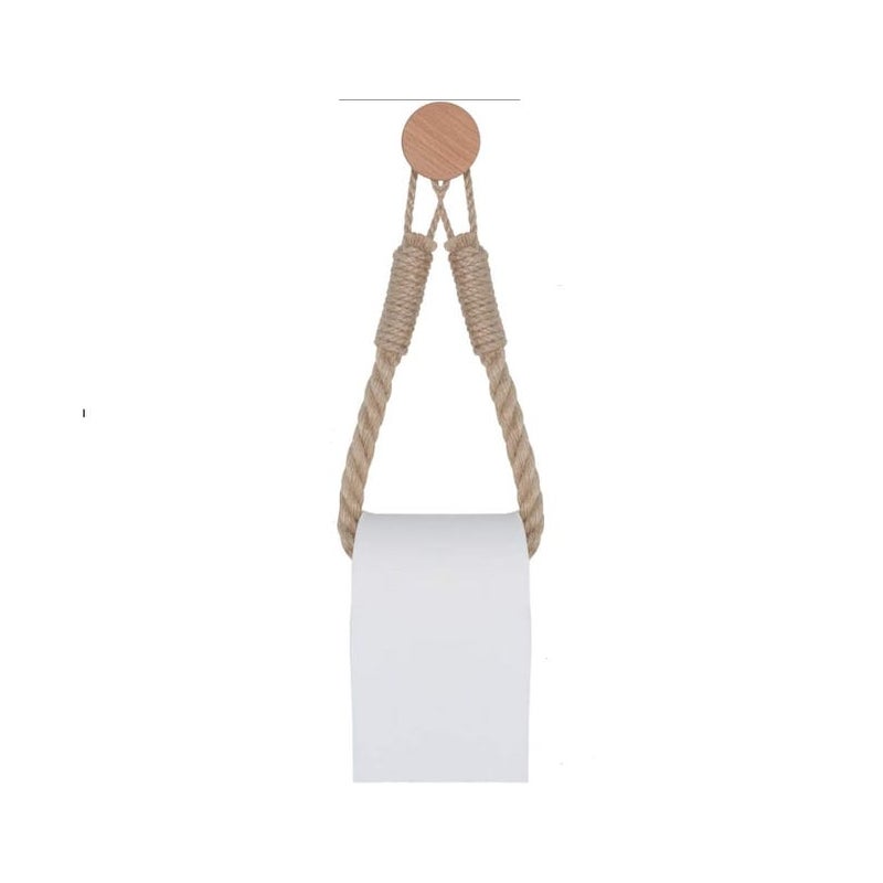 Wieszak na papier toaletowy w stylu vintage, wykonany z liny konopnej do łazienki (styl C)