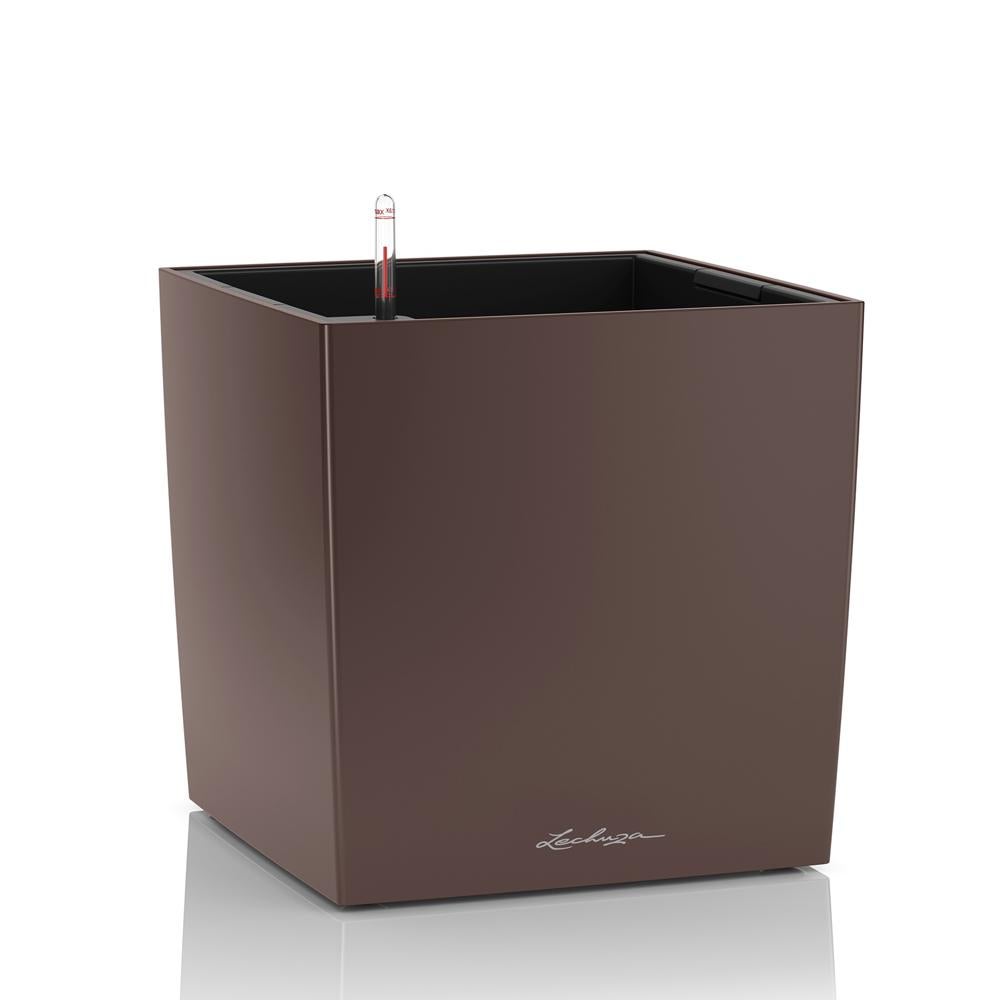 Doniczka Lechuza Do Domu Ogrodu CUBE 30 brązowy Espresso Metalik 1 szt