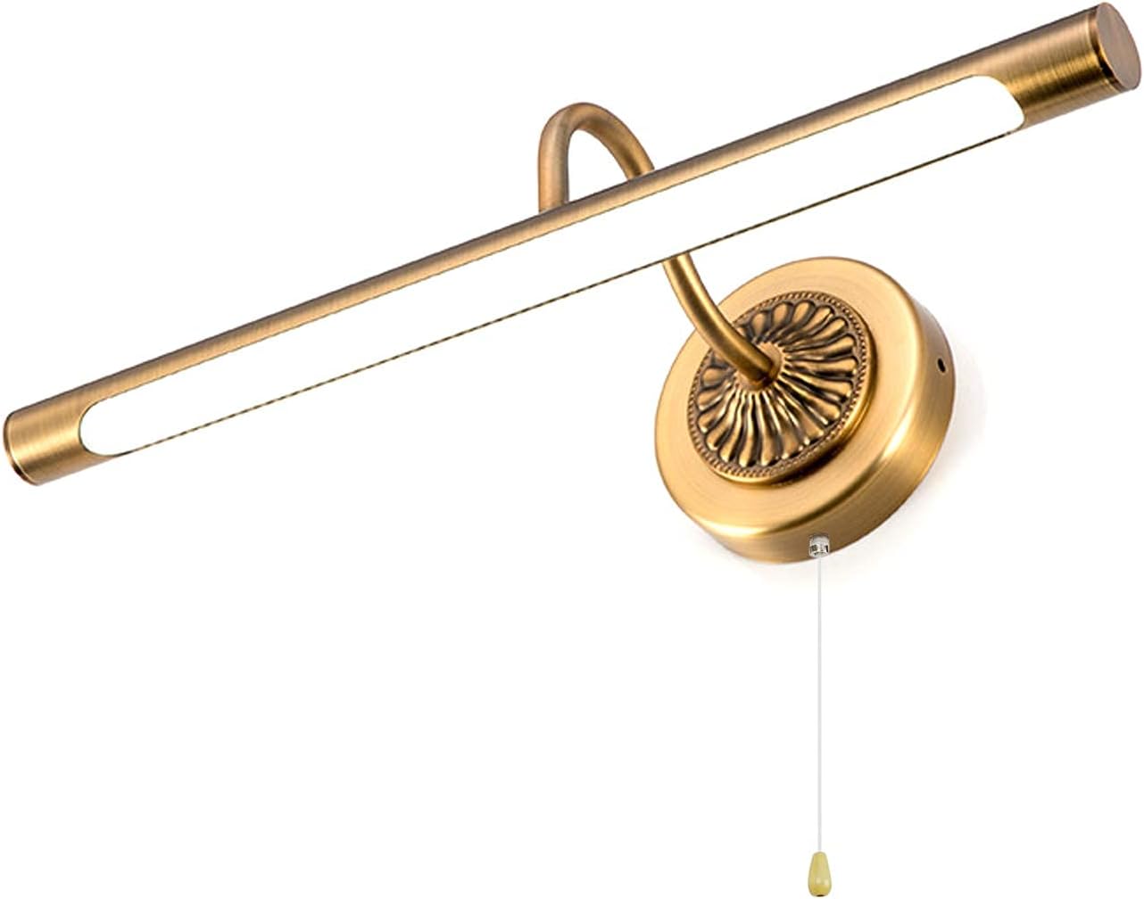 Podświetlane lusterko do makijażu LED z włącznikiem zamka błyskawicznego, trzy regulowane temperatury barwowe, brązowe, 45,5 cm, 8W.