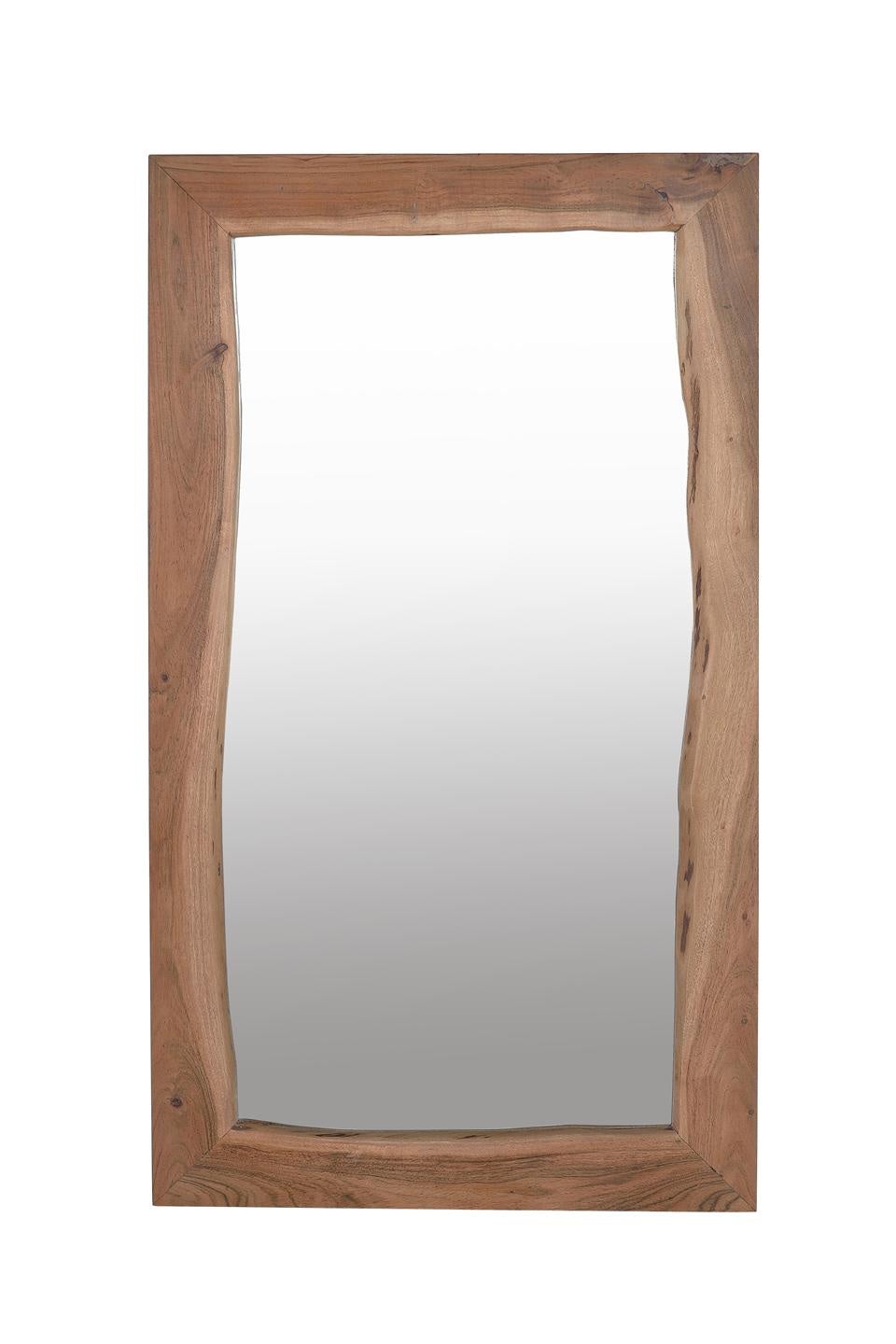 Lustro z drewna akacjowego, tył z płyty MDF, 65 cm, nowoczesny styl rustykalny, 115x65x3