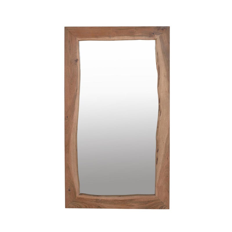 Lustro z drewna akacjowego, tył z płyty MDF, 65 cm, nowoczesny styl rustykalny, 115x65x3