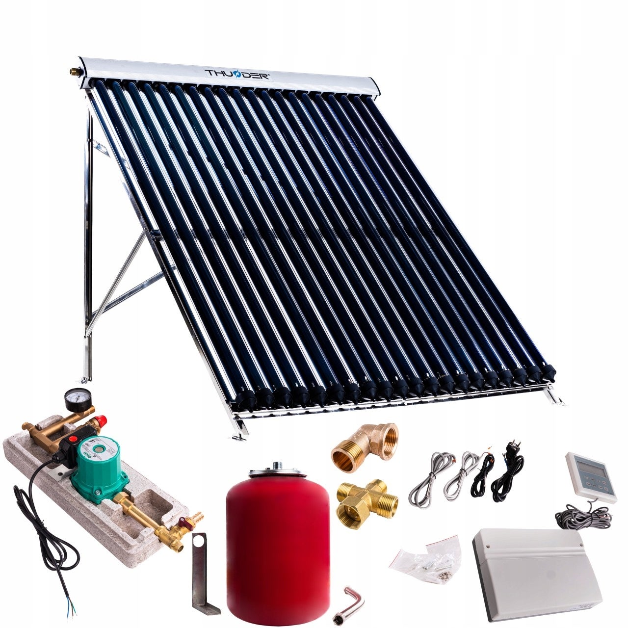 Zestaw solar kolektor próżniowy 20 rur nierdzewny bez zbiornika Thunder