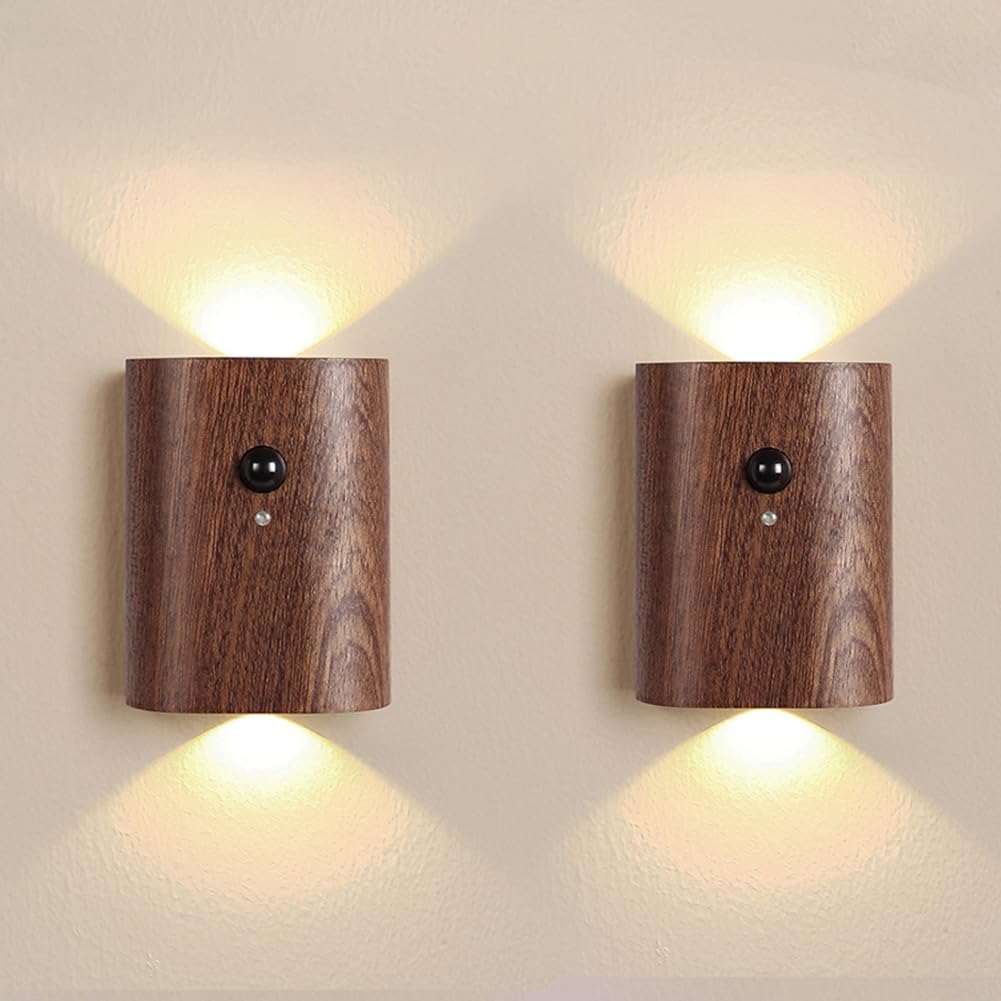 Inteligentna lampka nocna na schody (2 sztuki) – akumulatorowa lampa schodowa z czujnikiem ruchu, ciepła biel, dioda LED 2700 K