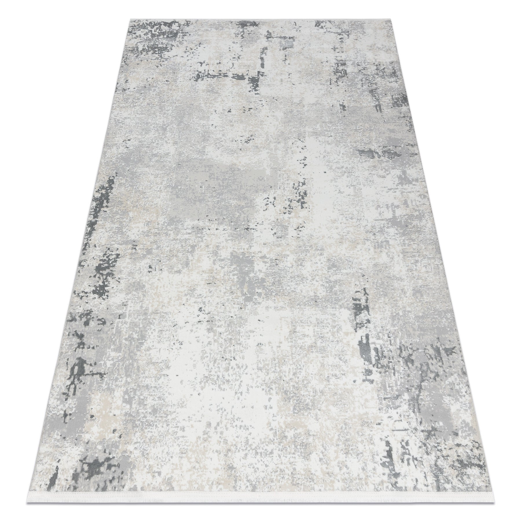 Dywan DUKE 51378 krem / szary - Beton, kamień strukturalny, bardzo miękki, frędzle 180x270 cm