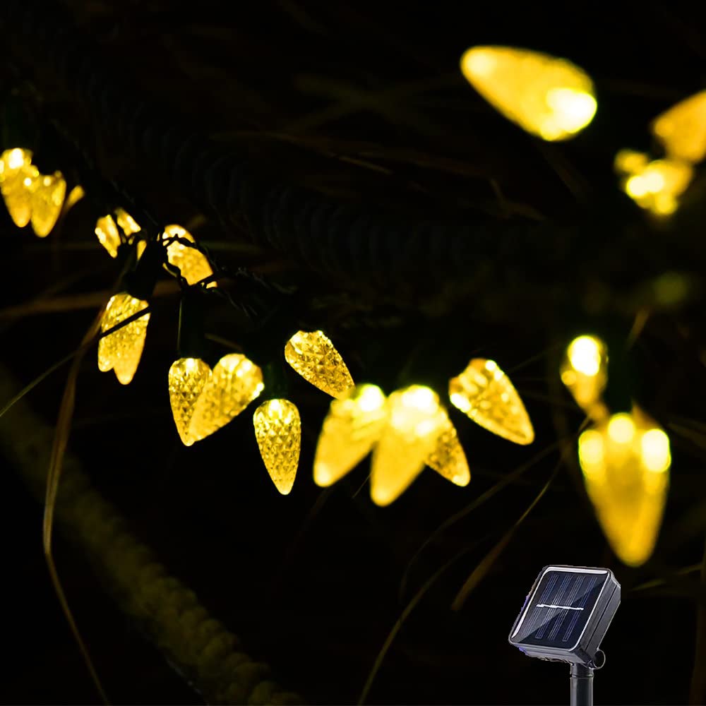 Zewnętrzna solarna girlanda świetlna C6, 10 m, 100 LED, dekoracje świąteczne, solarna girlanda ogrodowa, 8 trybów, ciepła biel