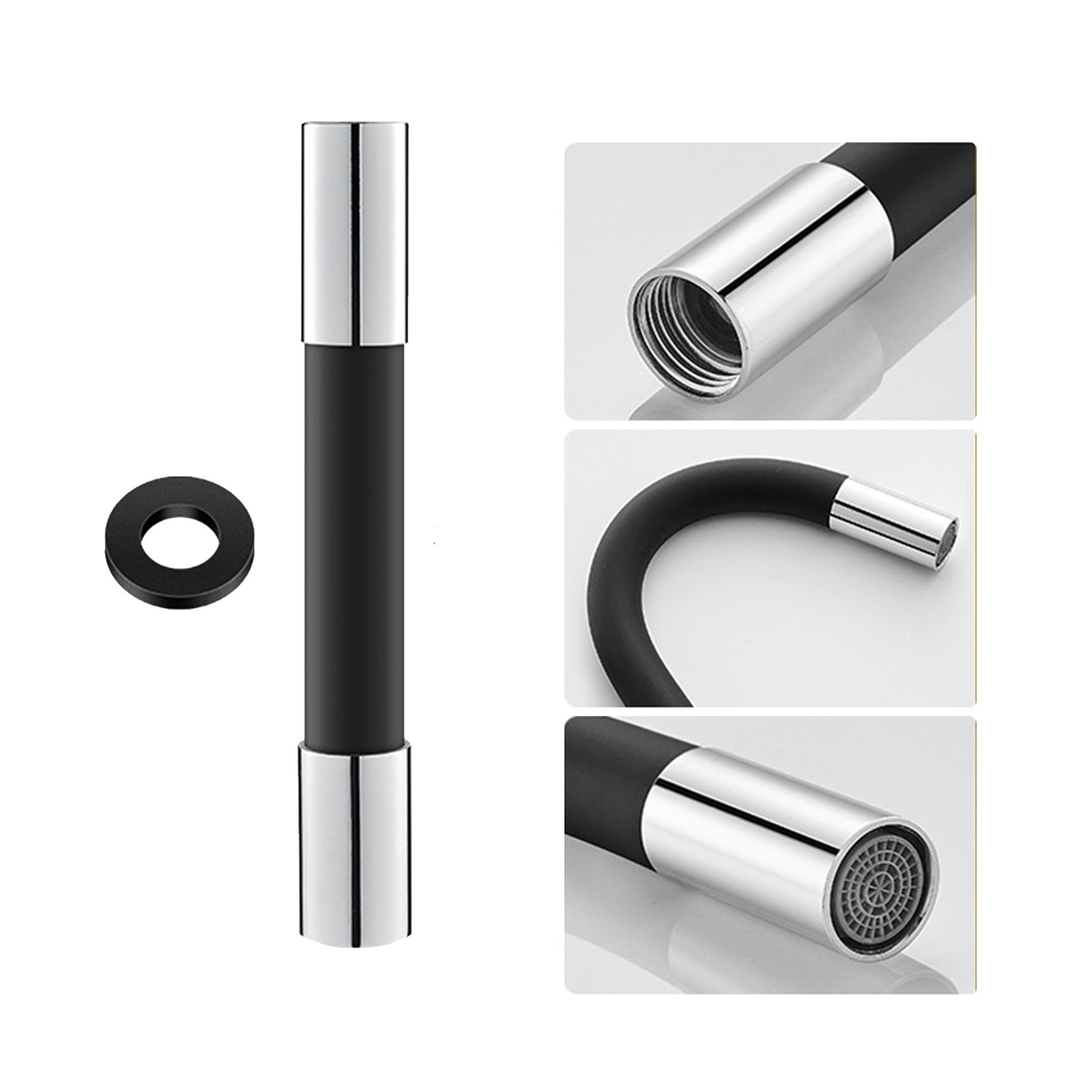 360 Degree spryskiwacz do kranu wąż przedłużający silikon Extension Tube z szczelny Gasket Bubbler elastyczny kran Extender woda wąż