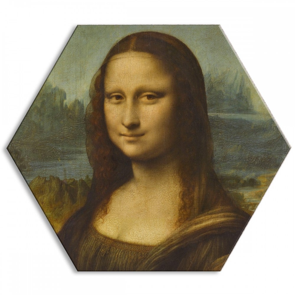 LEONARDO DA VINCI - Mona Lisa - Płótno sześciokątne - Wydruk na płótnie oprawiony w ramę PCV 80x80 cm