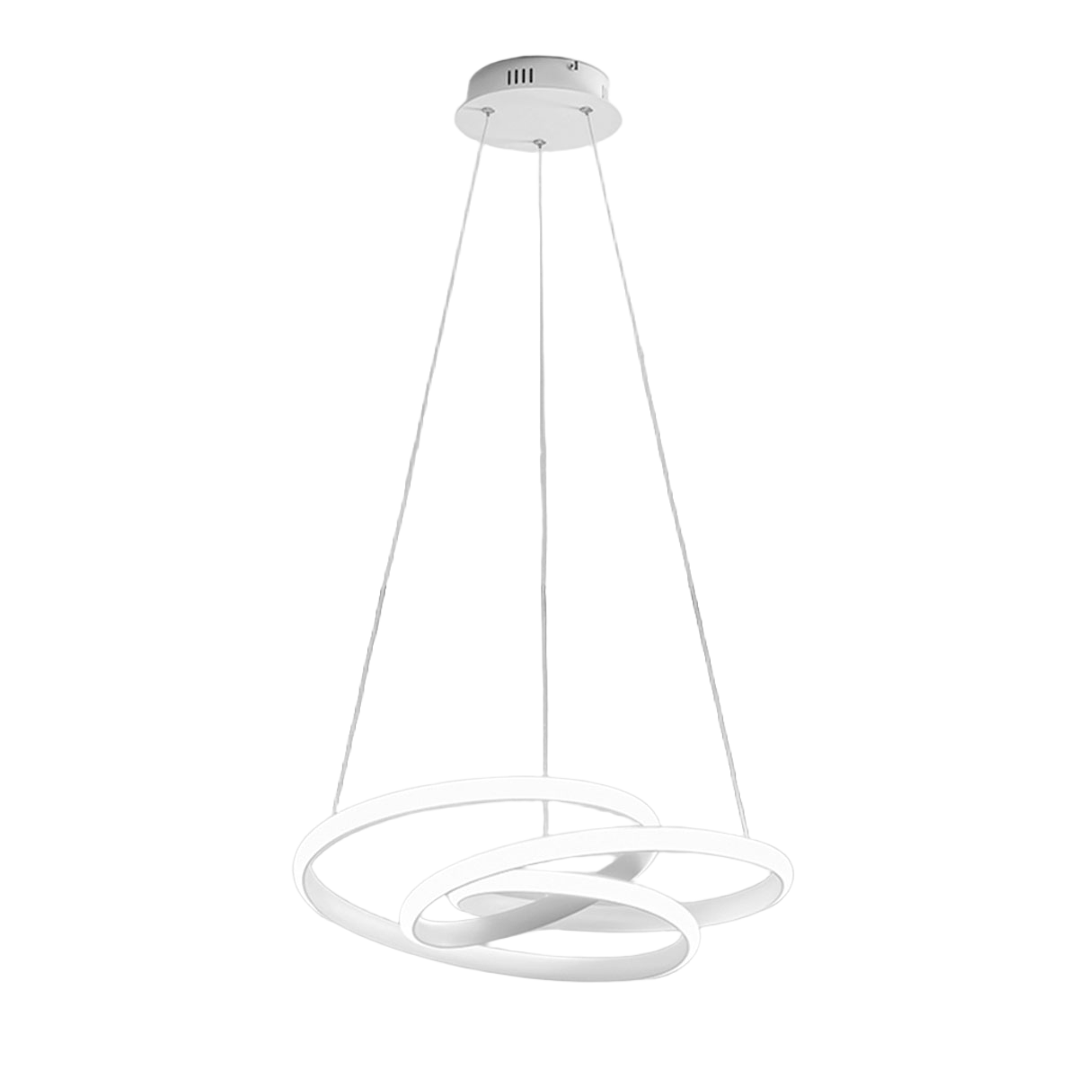 Lampa wisząca Diva S/S z satynowego białego aluminium, 80W LED 5200lm 3000K, ściemnialna z funkcją odcinania faz i przyciskiem - Gea Luce