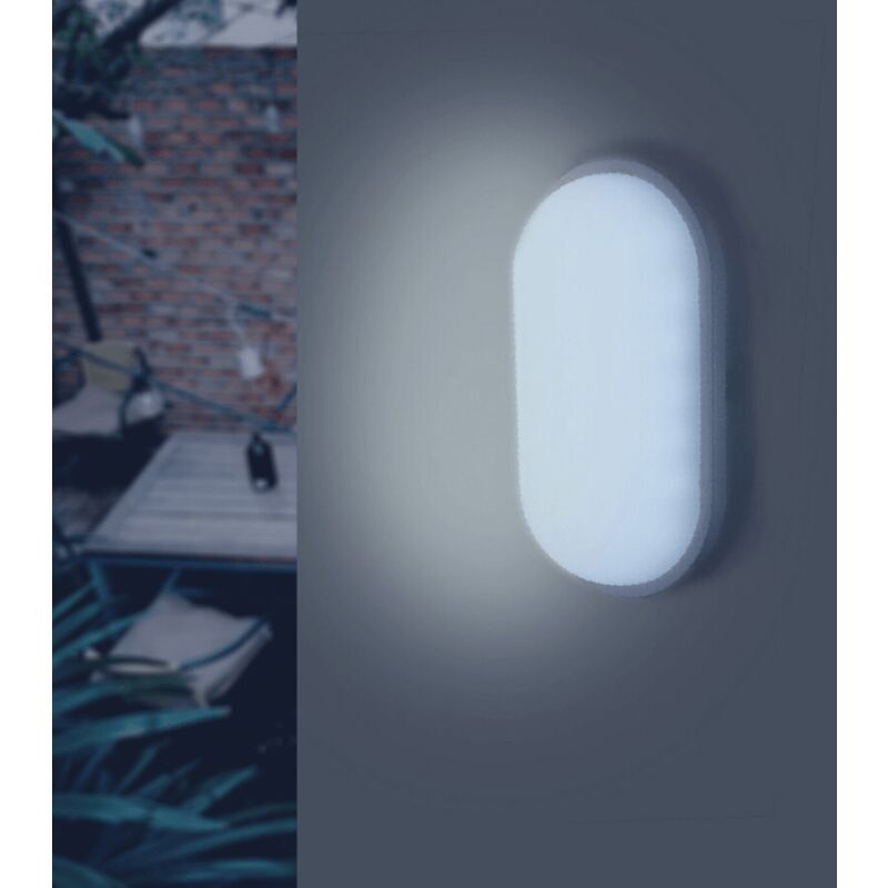 20W Biała owalna lampa ścienna LED do ogrodu, na patio i na ścianę – chłodne białe światło