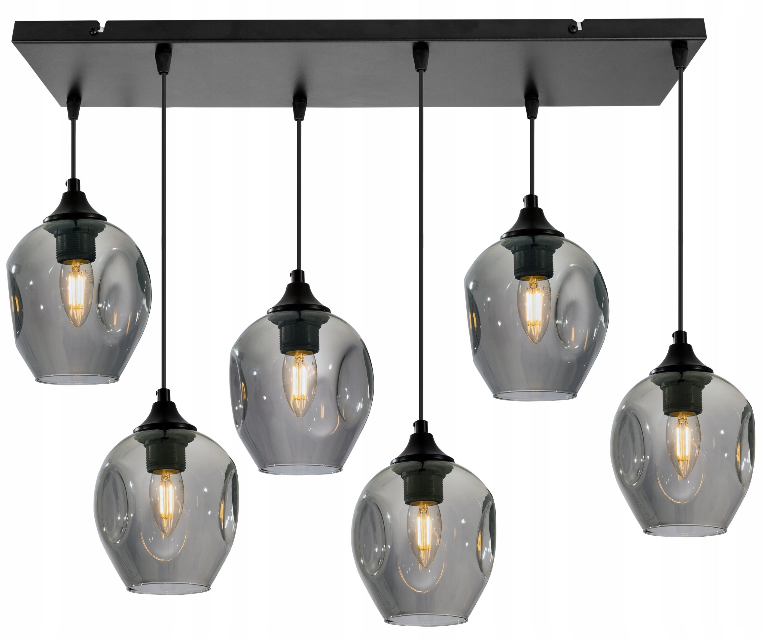 Lampa sufitowa wisząca Light Home LH Praga 6x E27 abażur kulisty grafitowy