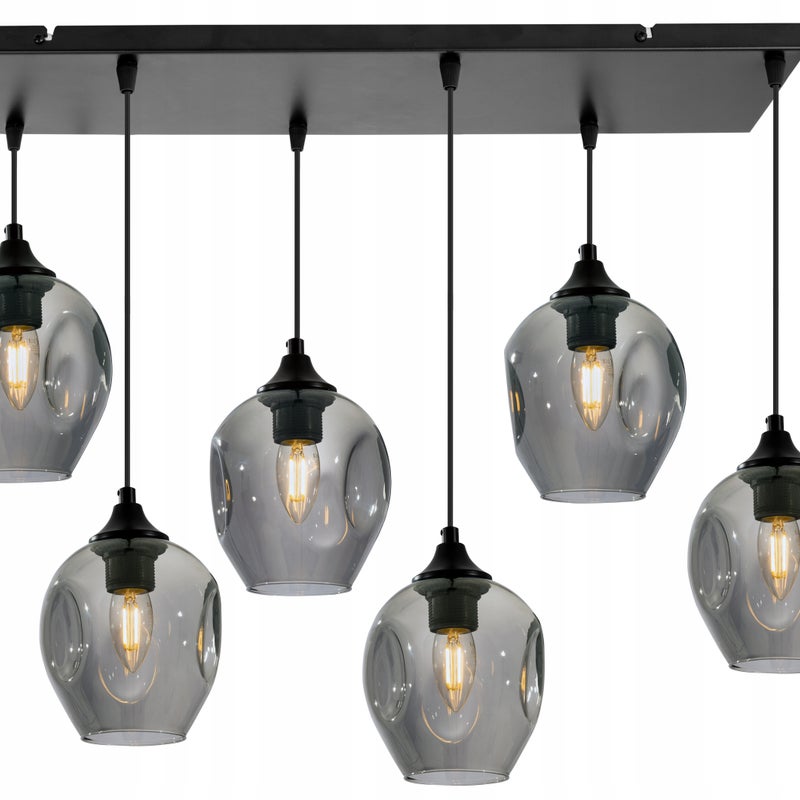 Lampa sufitowa wisząca Light Home LH Praga 6x E27 abażur kulisty grafitowy