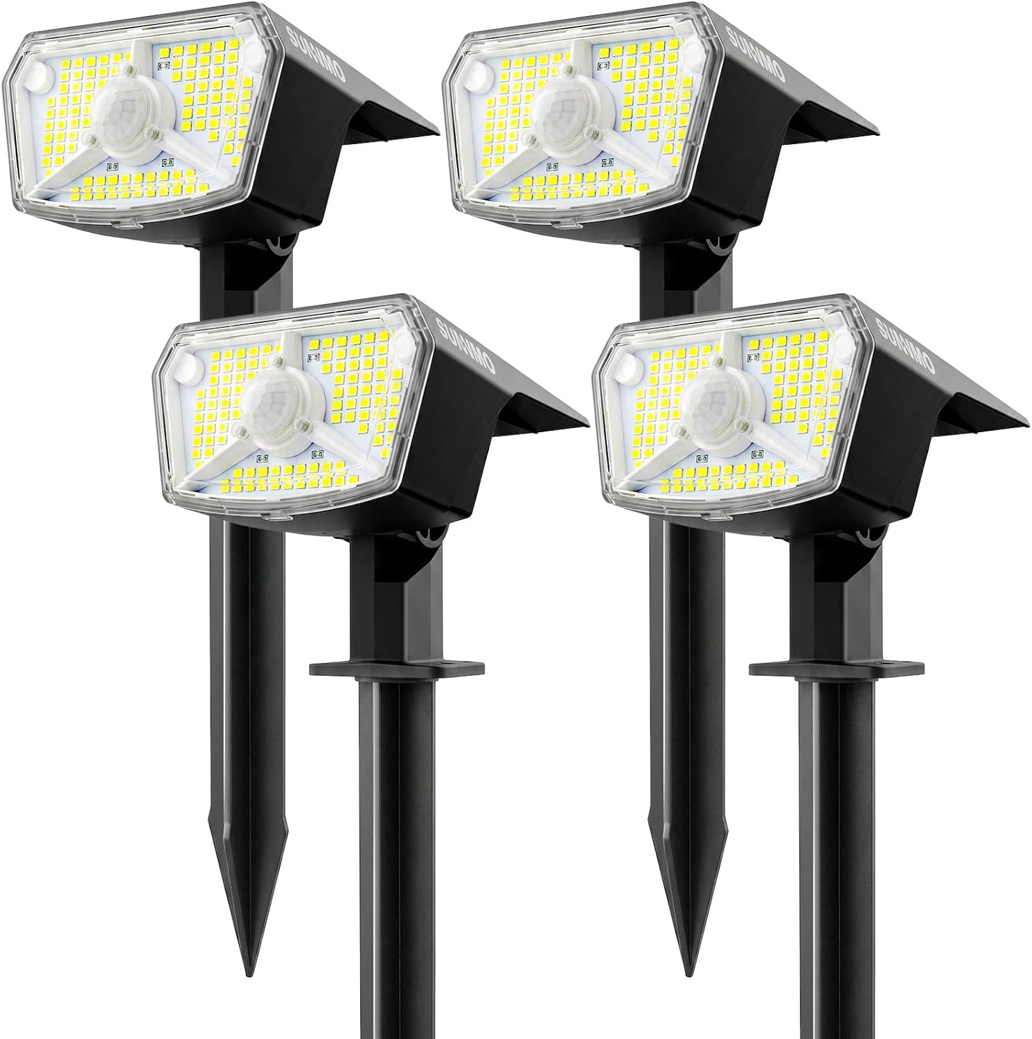 (Zestaw 4 sztuk) Zewnętrzne lampy ogrodowe LED zasilane energią słoneczną, 3 tryby, wodoodporność IP65.
