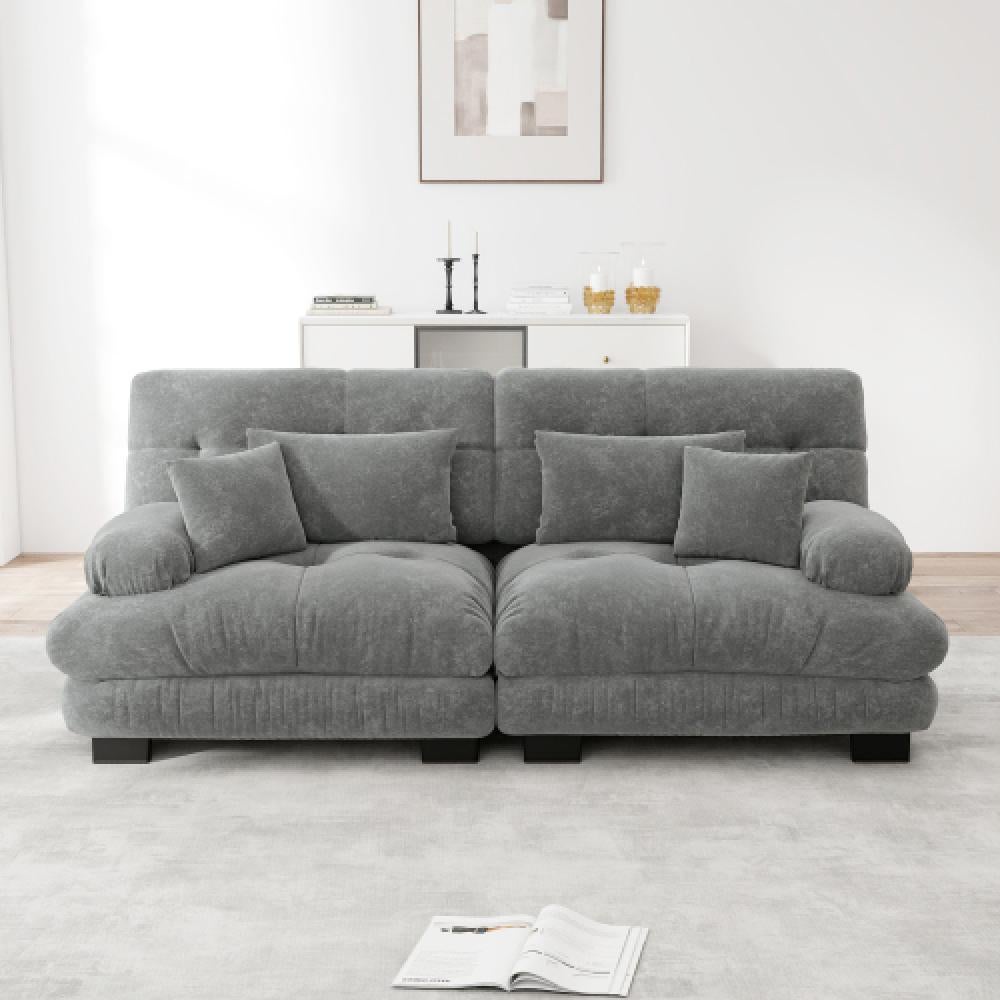 Narożna sofa Cloud do salonu, podwójna sofa z tkaniny szenilowej z 2 poduszkami lędźwiowymi i 2 poduszkami dekoracyjnymi, rama z litego drewna