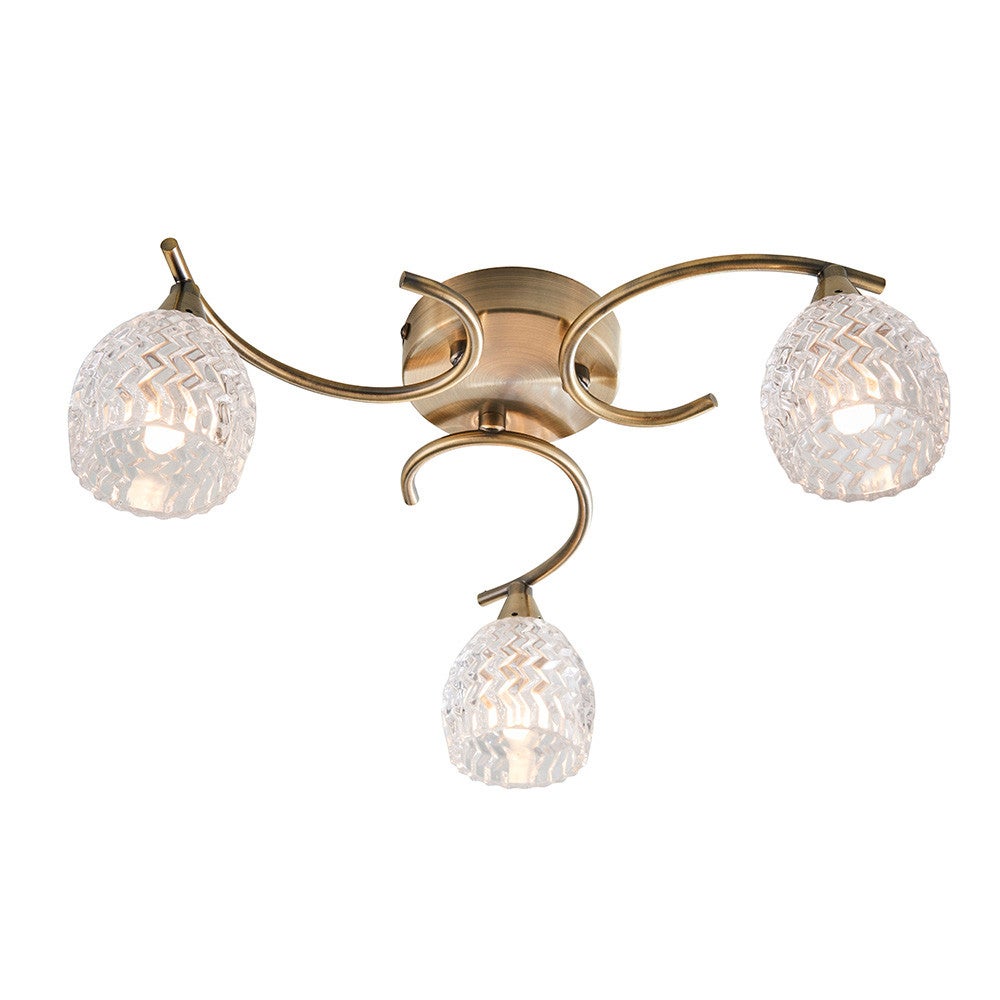 Lampa sufitowa ozdobna antyczna mosiężna dekoracyjne klosze 3xG9 33W BOYER Endon