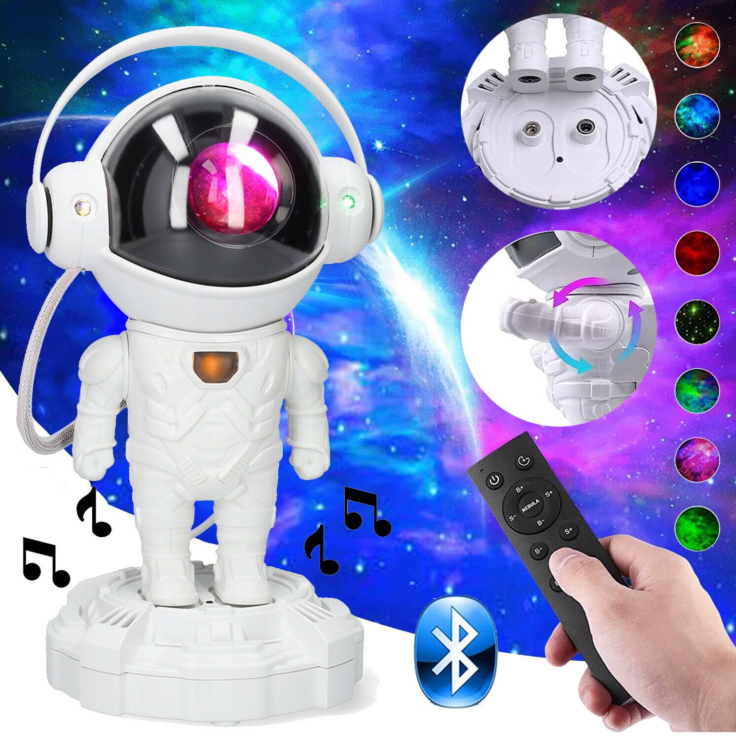 Astronauta Galaxy Star Projector Lamp Bluetooth Audio Sufitowy projektor gwiazd z pilotem, prezent świąteczny