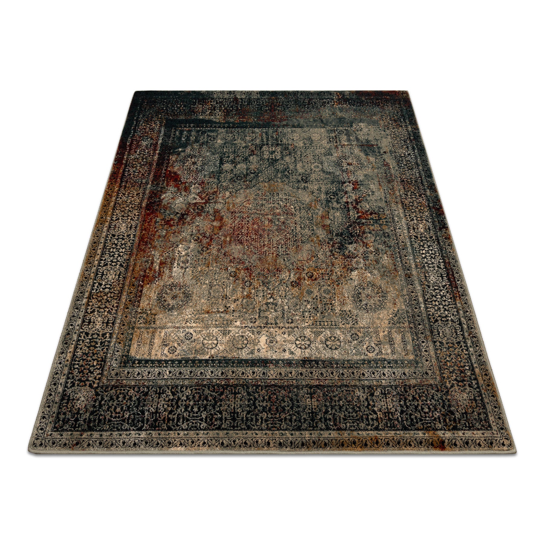 Dywan wełniany OMEGA MAMLUK Kwadrat - Rozeta vintage szmaragd 170x170 cm