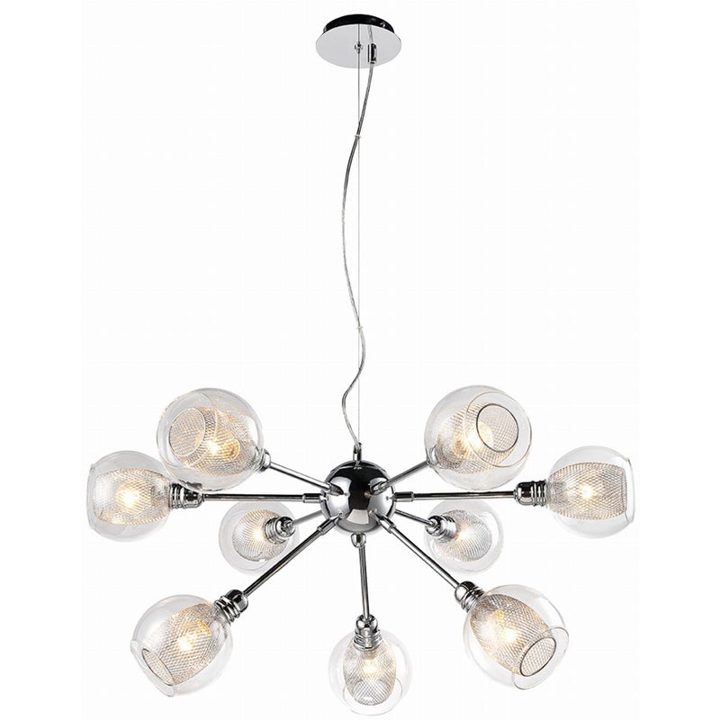 Lampa wisząca Dixi chromowana-przezroczysta 9xE14x40W wym: 115 x 68 x 68 cm szkło Candellux