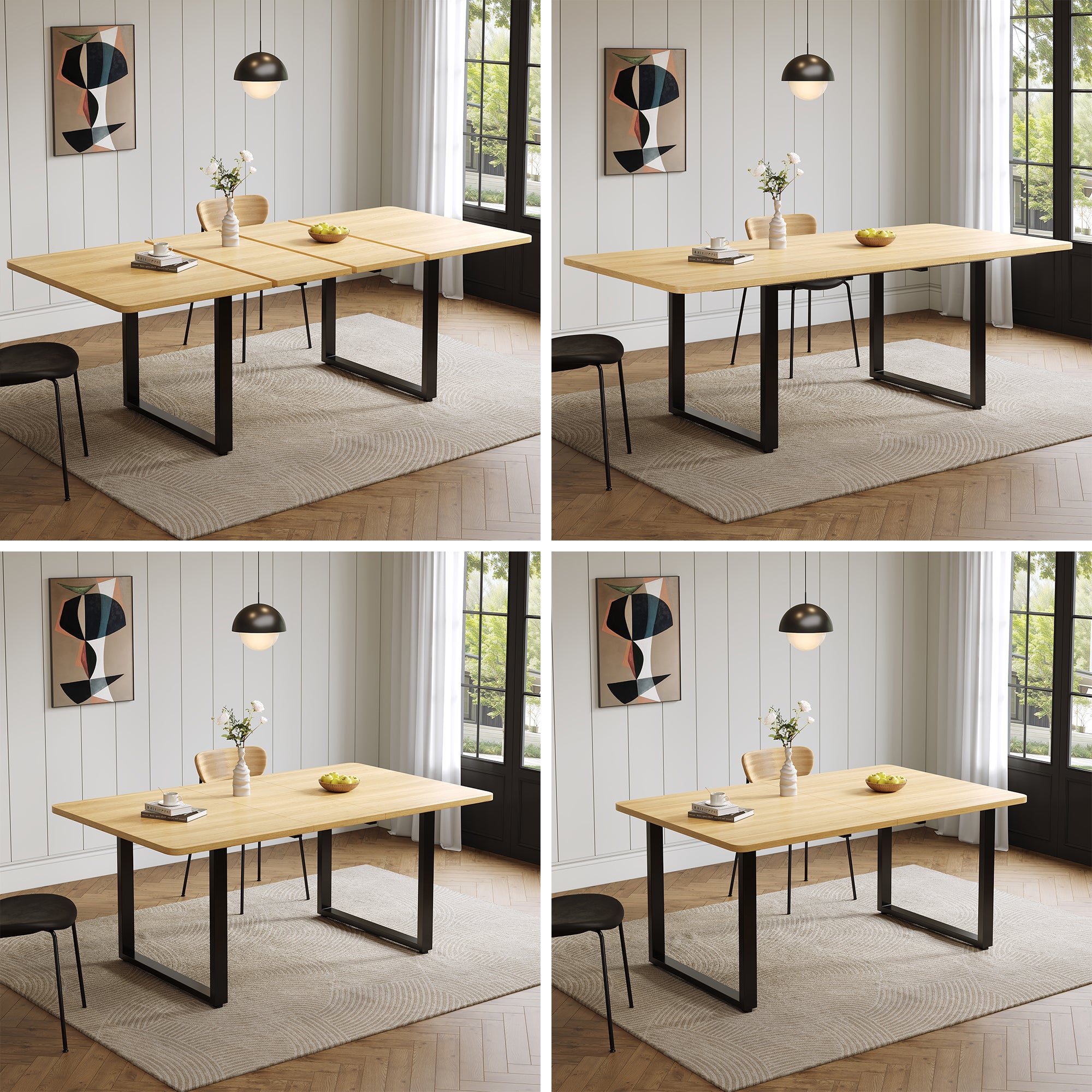 Rozkładany prostokątny stół jadalny na 6-10 osób - 140/180/220 x 80 x 75 cm - MDF - do jadalni lub kuchni - Dąb
