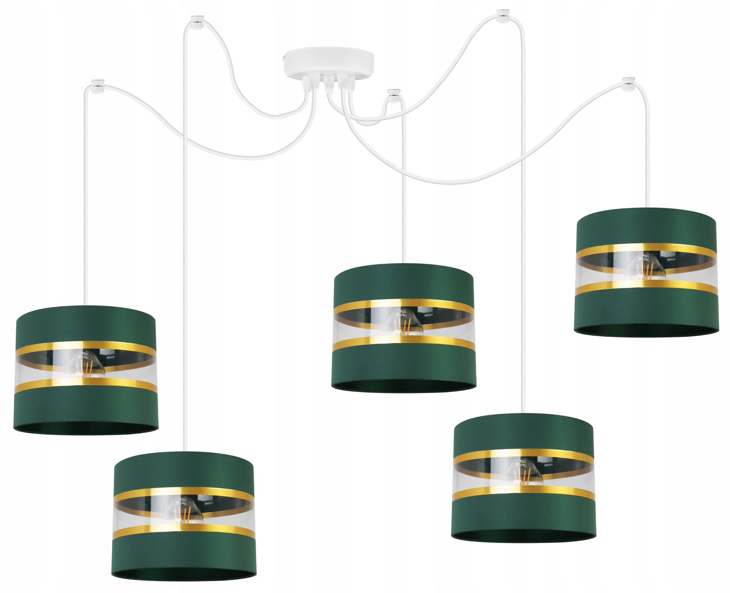 Lampa sufitowa wisząca Light Home LH Spider Elegance Gold 5x E27 60W zielony/biały