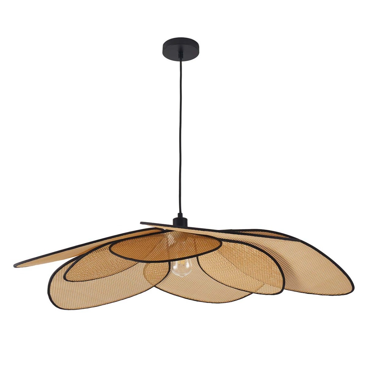 Lampa wisząca boho beżowo-czarna rozwinięty kwiat 1xE27 20W TOBAGO Polux
