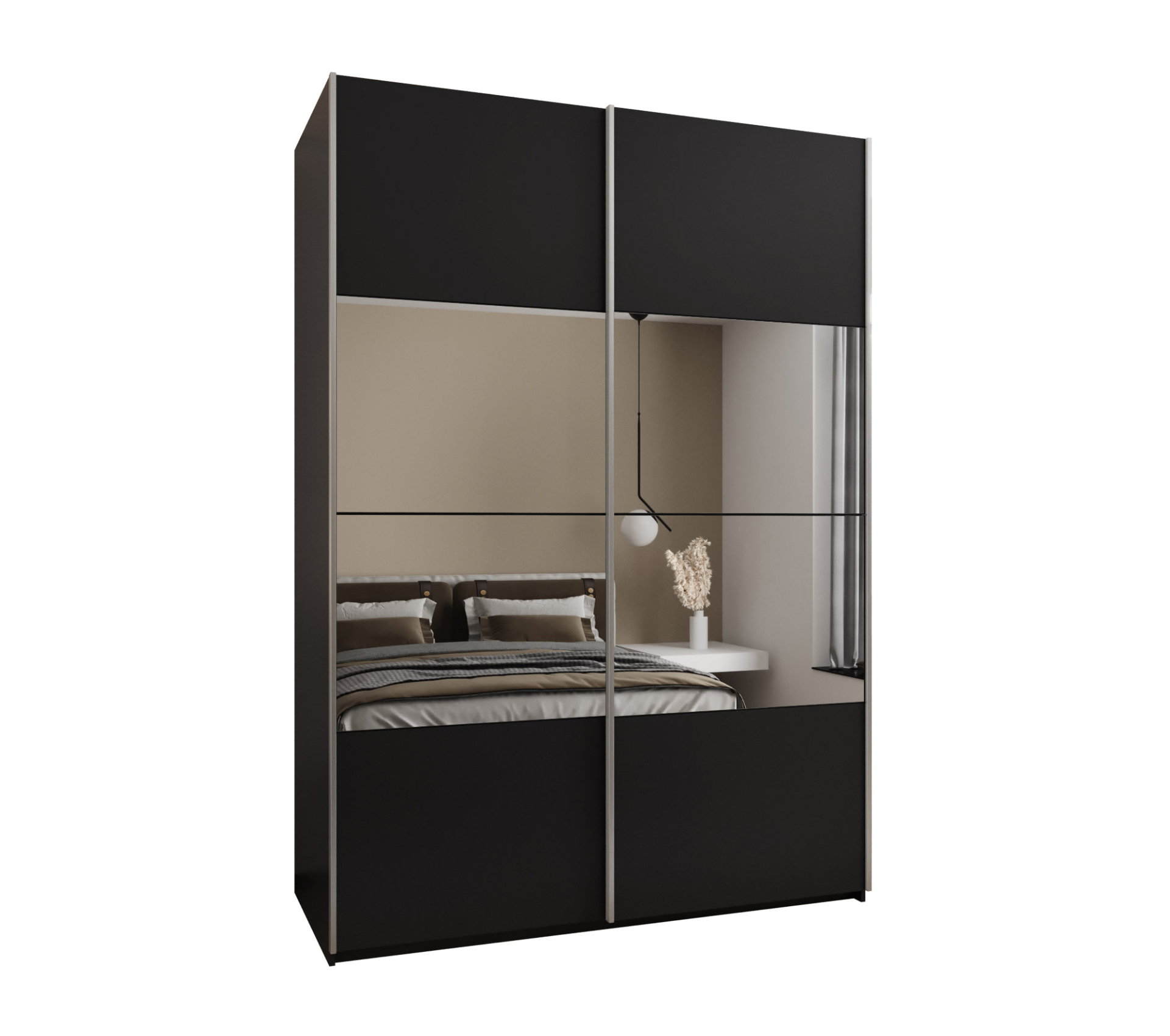 Szafa przesuwna wysoka Lux 4 180 x 64 x 245,5 cm czarny + czarny + u. srebrny - Abiks Meble