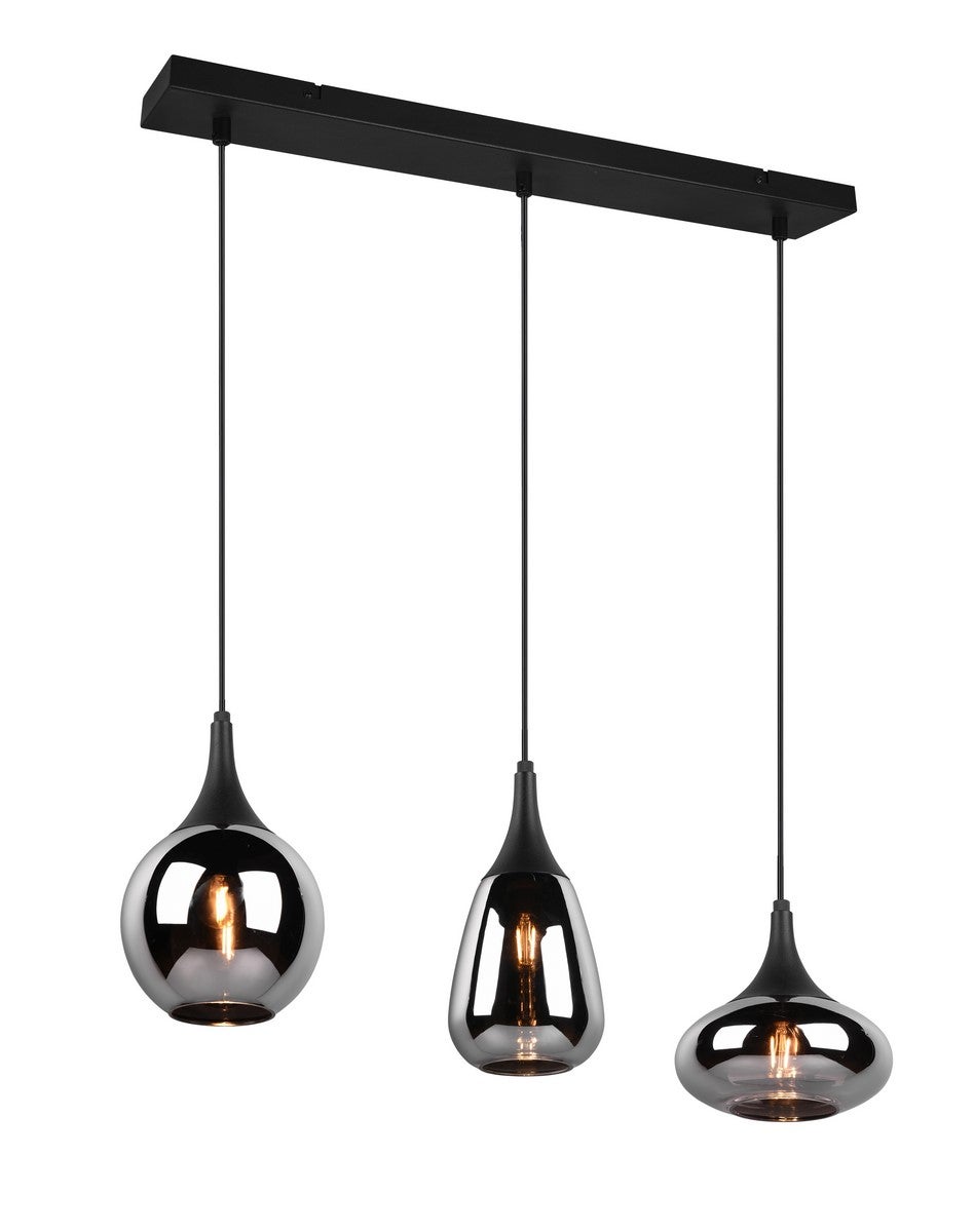 Lampa wisząca VESTARI czarny matowy-chromowany 3xE14x40W szkło wym:150x68,8x19,5cm IP20 Trio