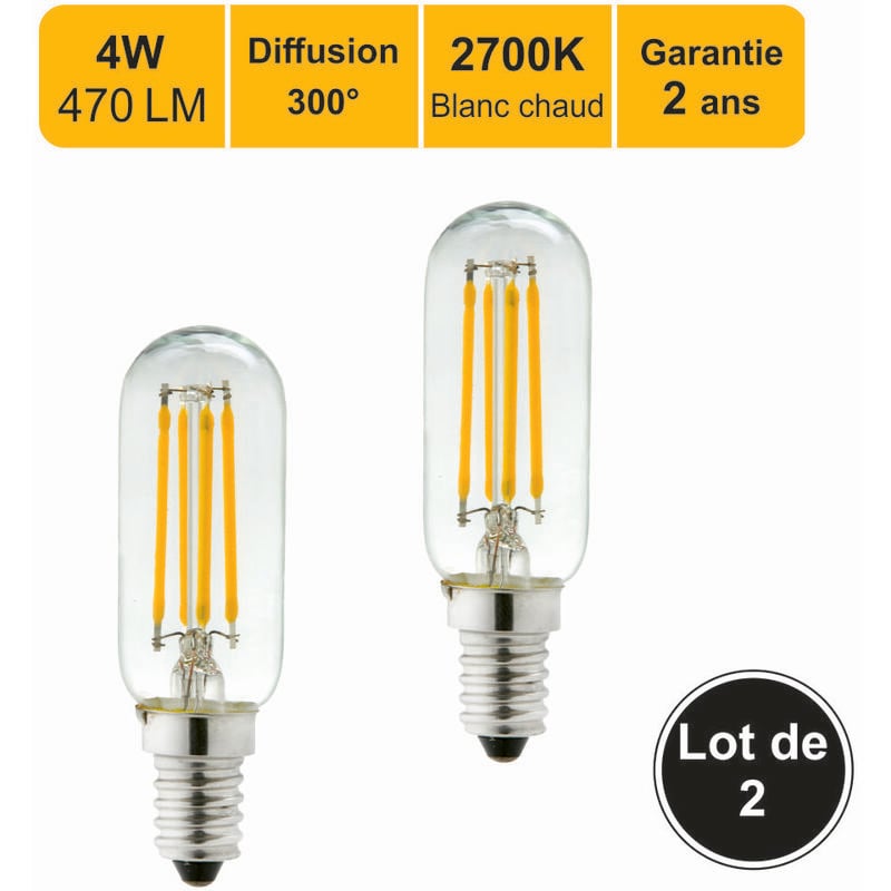 Zestaw 2 żarówek LED z filamentem E14 4W 470Lm 2700K - 2 lata gwarancji