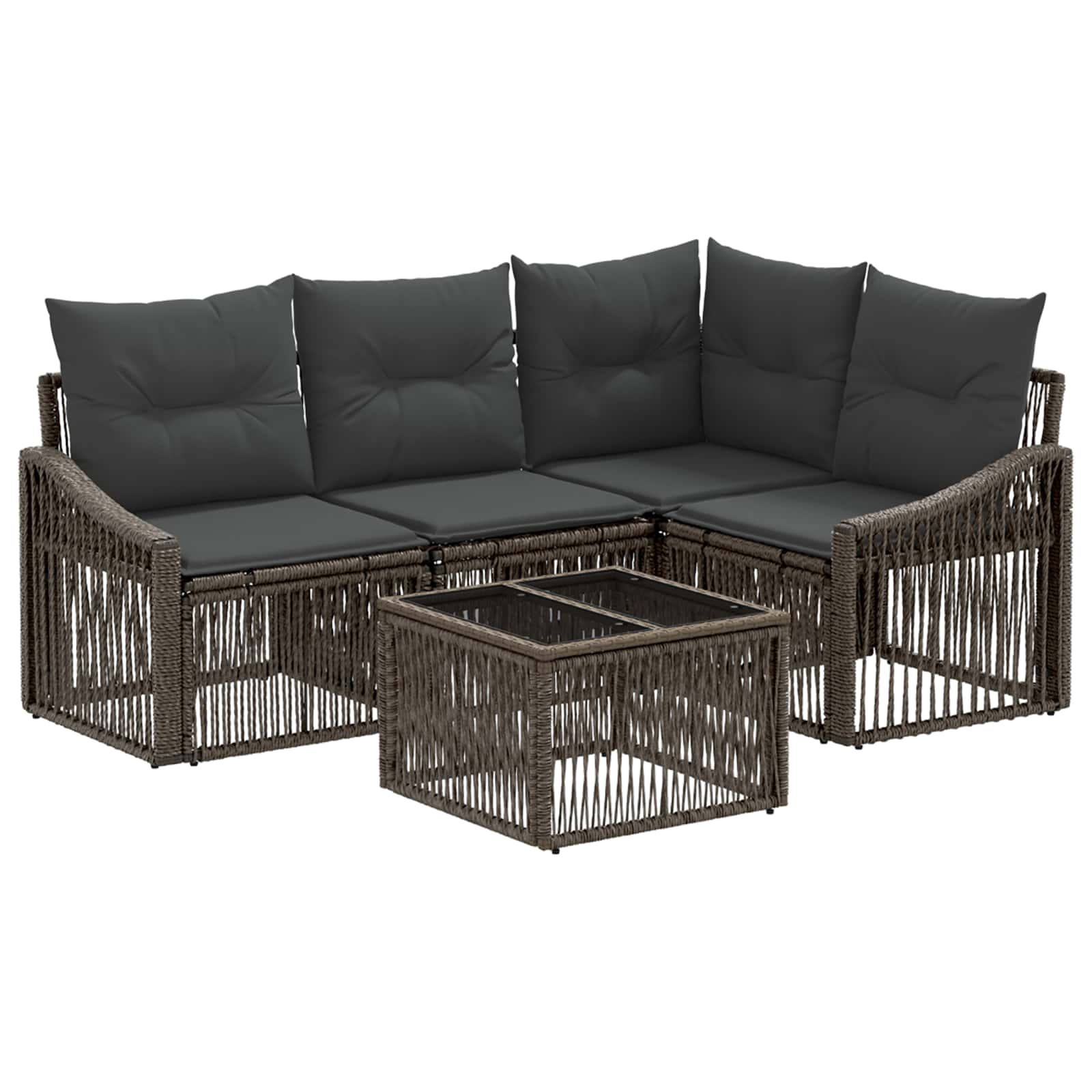 Zestaw Sof na Ogród 5 pcs Szary polirattan vidaXL