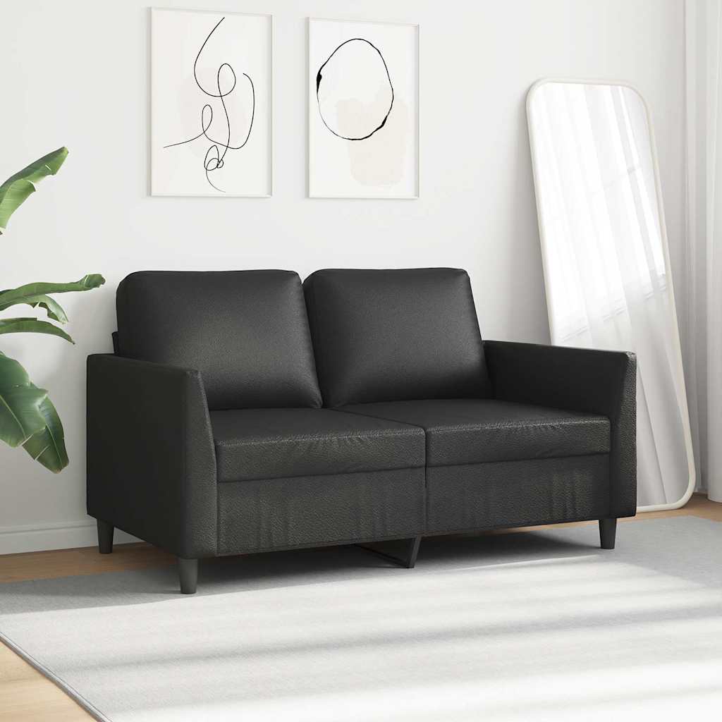 2-osobowa sofa, czarna, 120 cm, sztuczna skóra