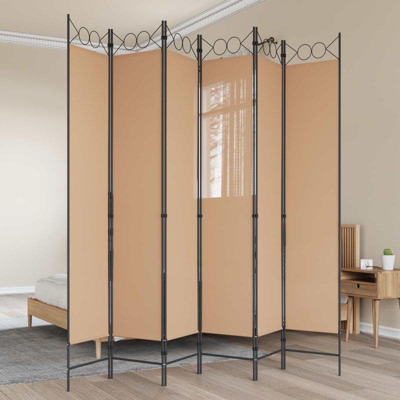 Ekspresowy 6-panelowy parawan Beżowy 240 x 220 cm tkanina vidaXL