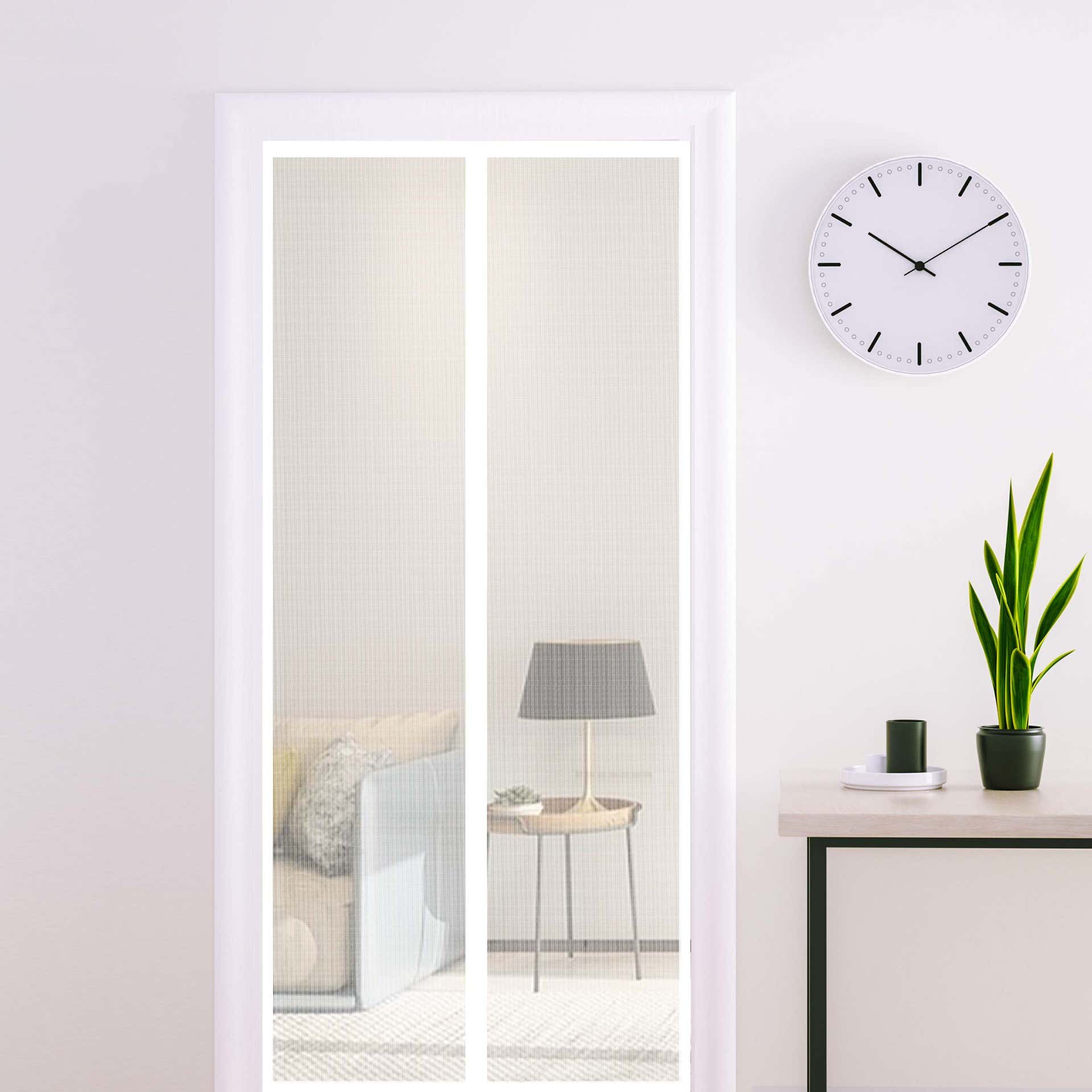Moskitiera magnetyczna 90x210 cm, siatka o wysokiej gęstości i odporności na rozdarcia, salon/balkon, kolor biały