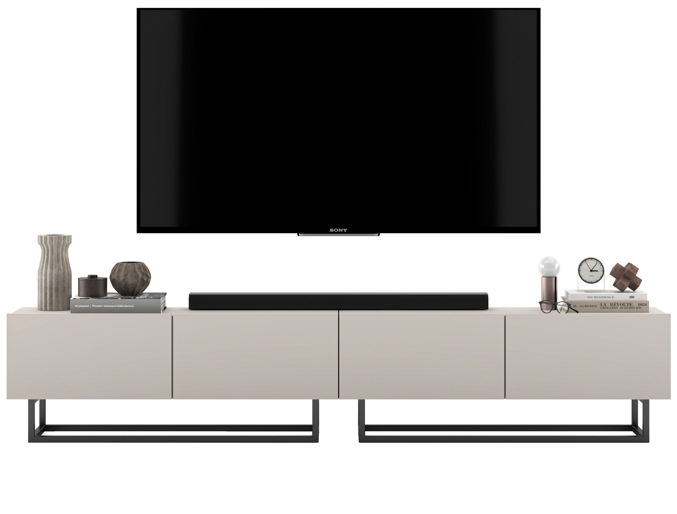 Szafka RTV Loft Industrialna 240 cm kaszmir mat, nowoczesna komoda RTV do salonu