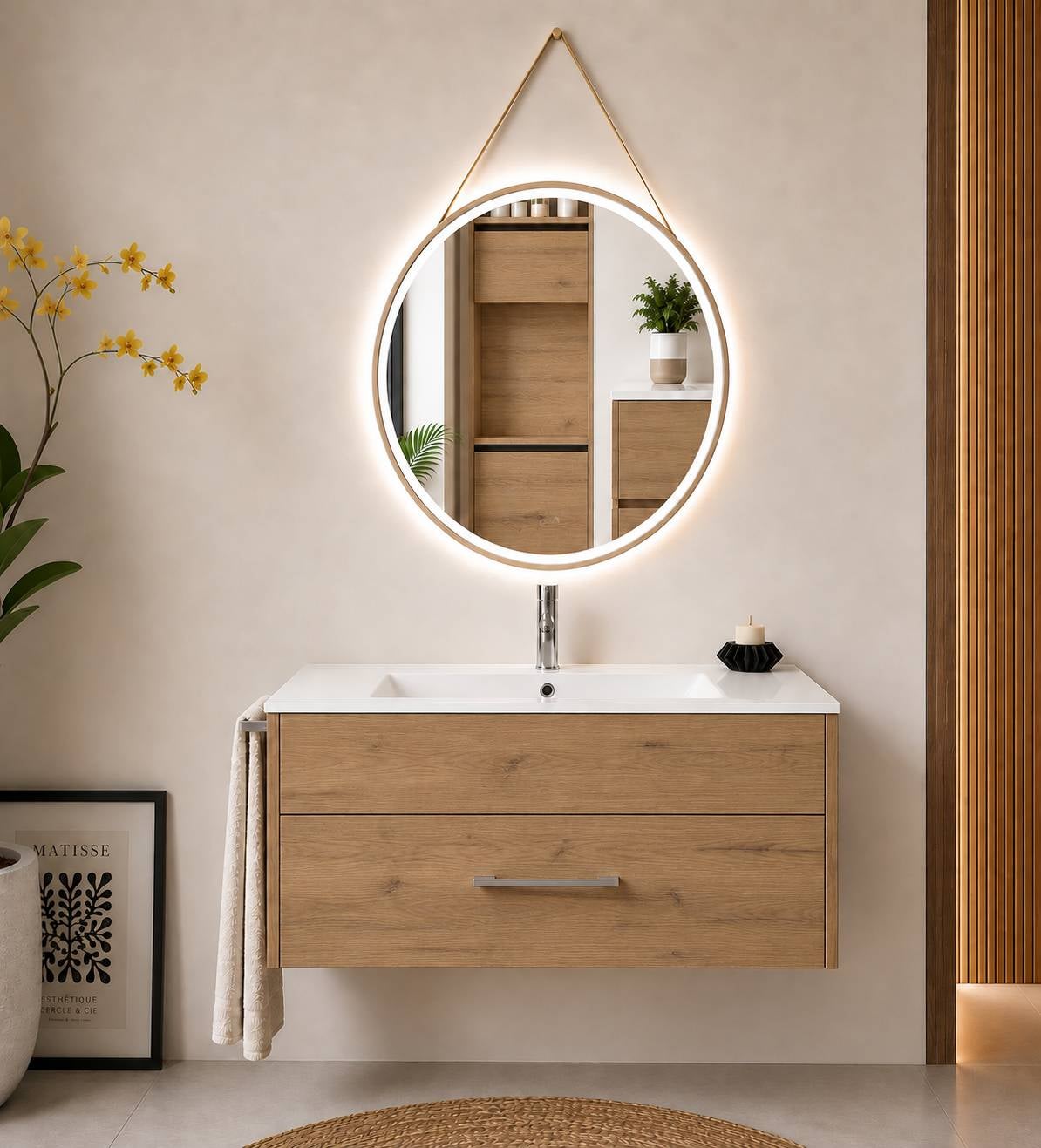 Szafka łazienkowa z umywalką ORIGENBATH FLORENCIA bez lustra 90x45 cm estepa