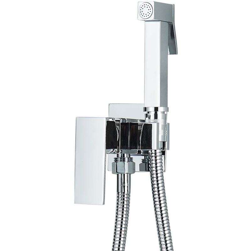 Zestaw bidetowo-toaletowy do zabudowy - bidet ścienny - z elastycznym wężem chromowanym o długości 1,5 m - dostępna ciepła i zimna woda