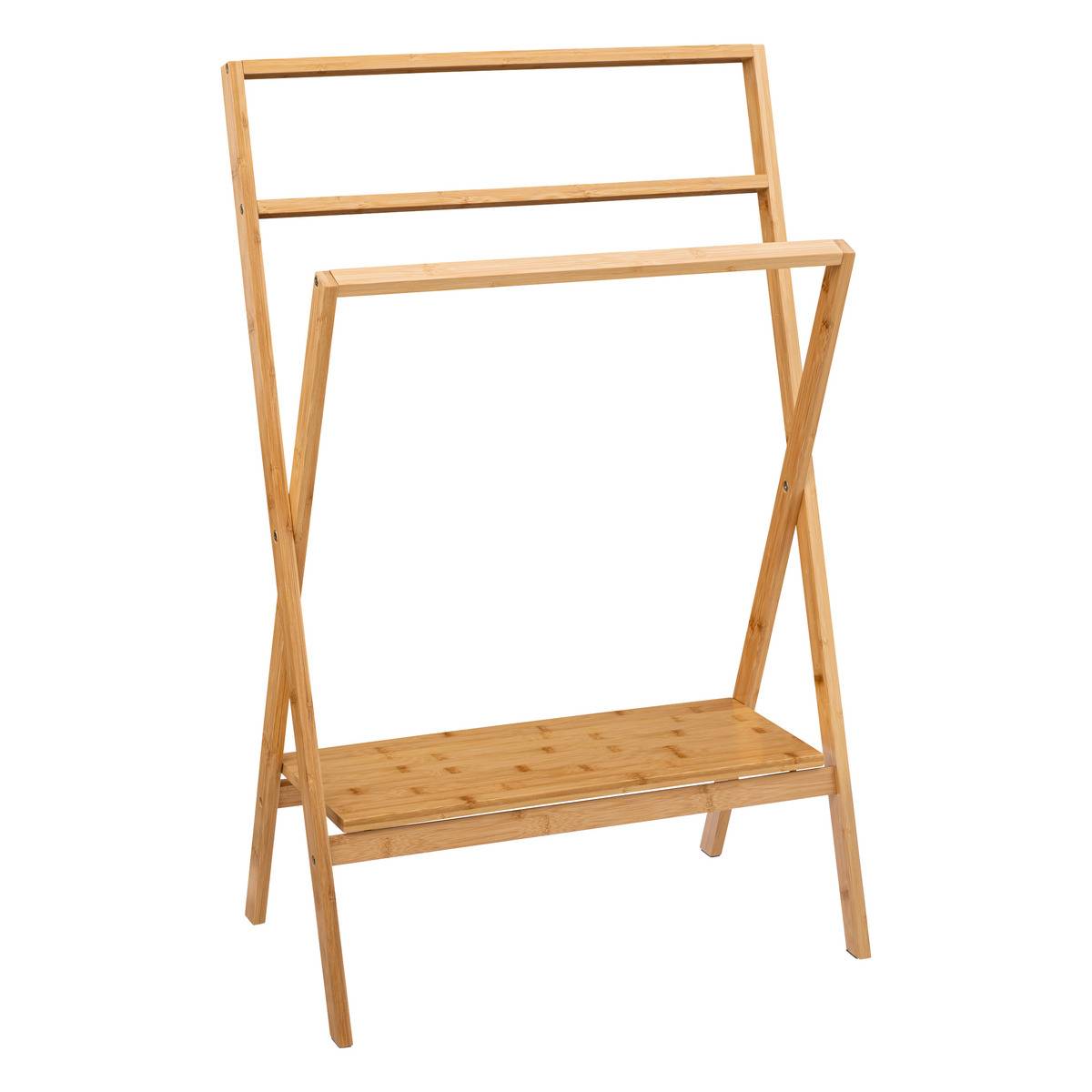 Wieszak na ręczniki Northix Lab'n Modul bambusowy 2 poziomy 60x36x94 cm