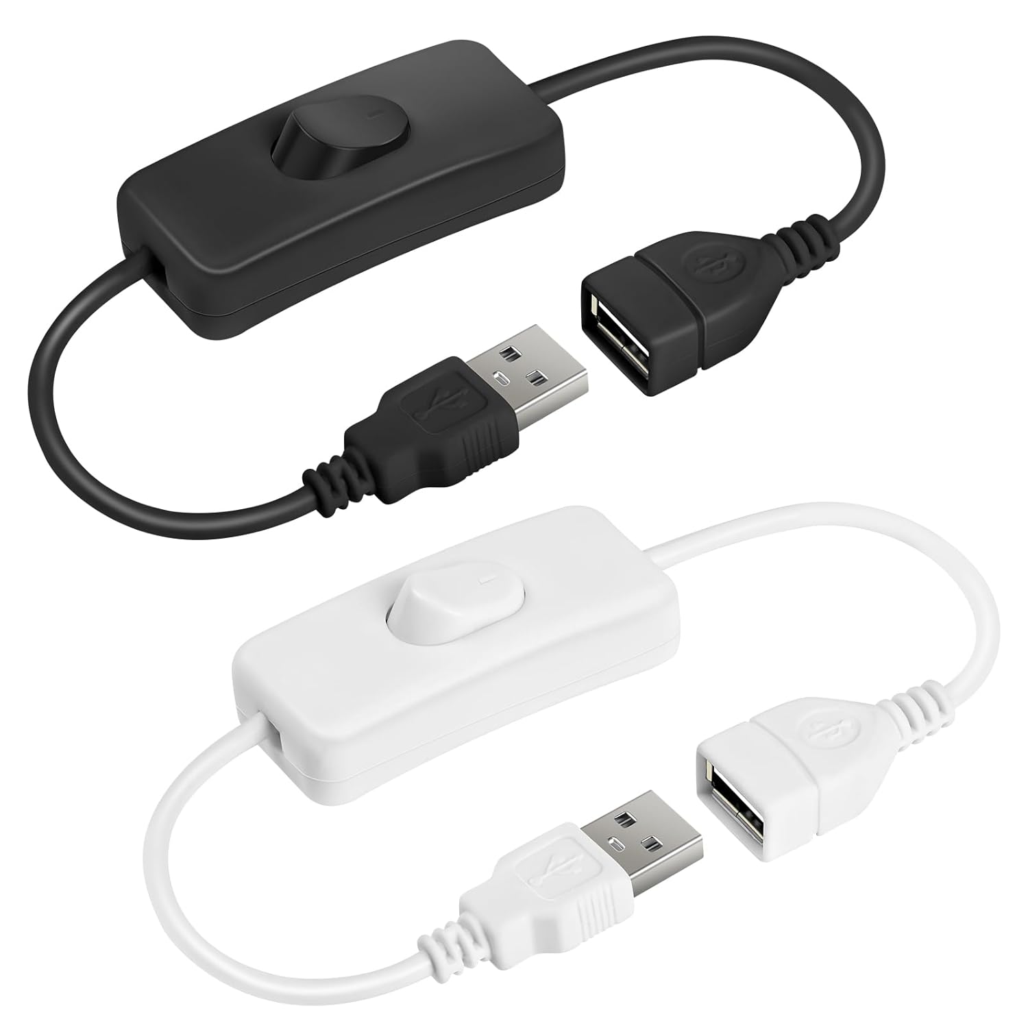 Przewód przedłużający USB 2-częściowy (27,5 cm), USB z włącznikiem/wyłącznikiem, przełącznik USB do lampki biurkowej LED, paski LED