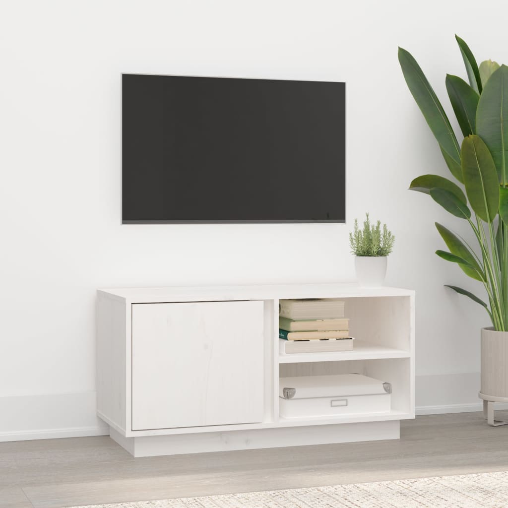 Szafka pod telewizor, biała, 80x35x40,5 cm, lite drewno sosnowe vidaXL