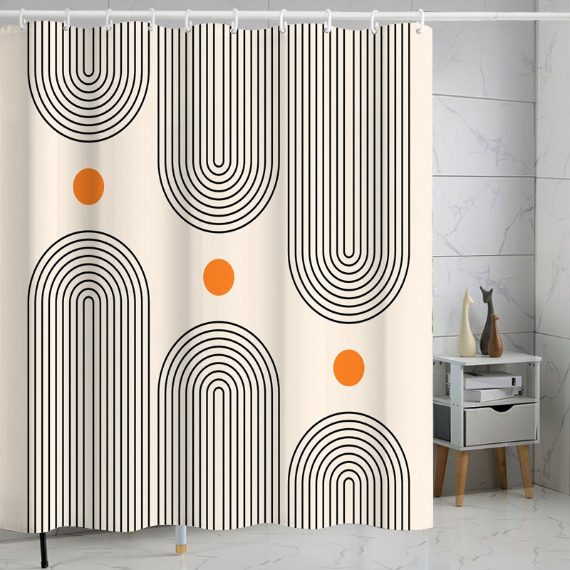 Zasłona prysznicowa o geometrycznym kształcie, 180 x 180 cm, obciążony brzeg, tkanina odporna na pleśń, wodoodporna, zmywalny poliester do łazienki