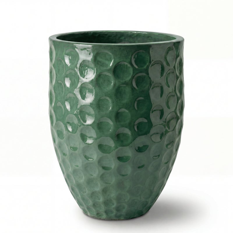 Donica ceramiczna Provencelia MEROVEE Zielony, sred.42 x H55 cm, mrozoodporna, rękodzieło, szkliwiona