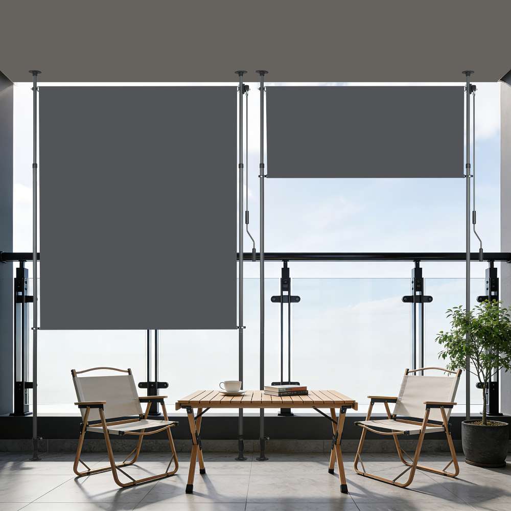 Żaluzja pionowa 200x270 cm, bez wiercenia – korba, wiatroszczelna i zapewniająca prywatność, antracytowa, na balkon