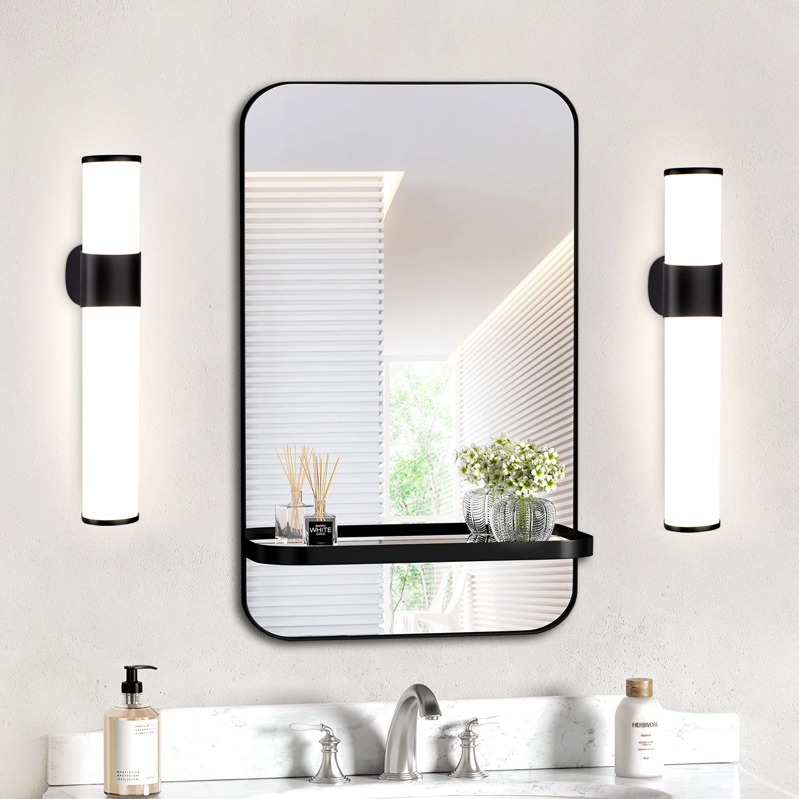 HAWUE Oświetlenie łazienkowe LED lustro 6W czarne, montaż ścienny do łazienki 30 cm