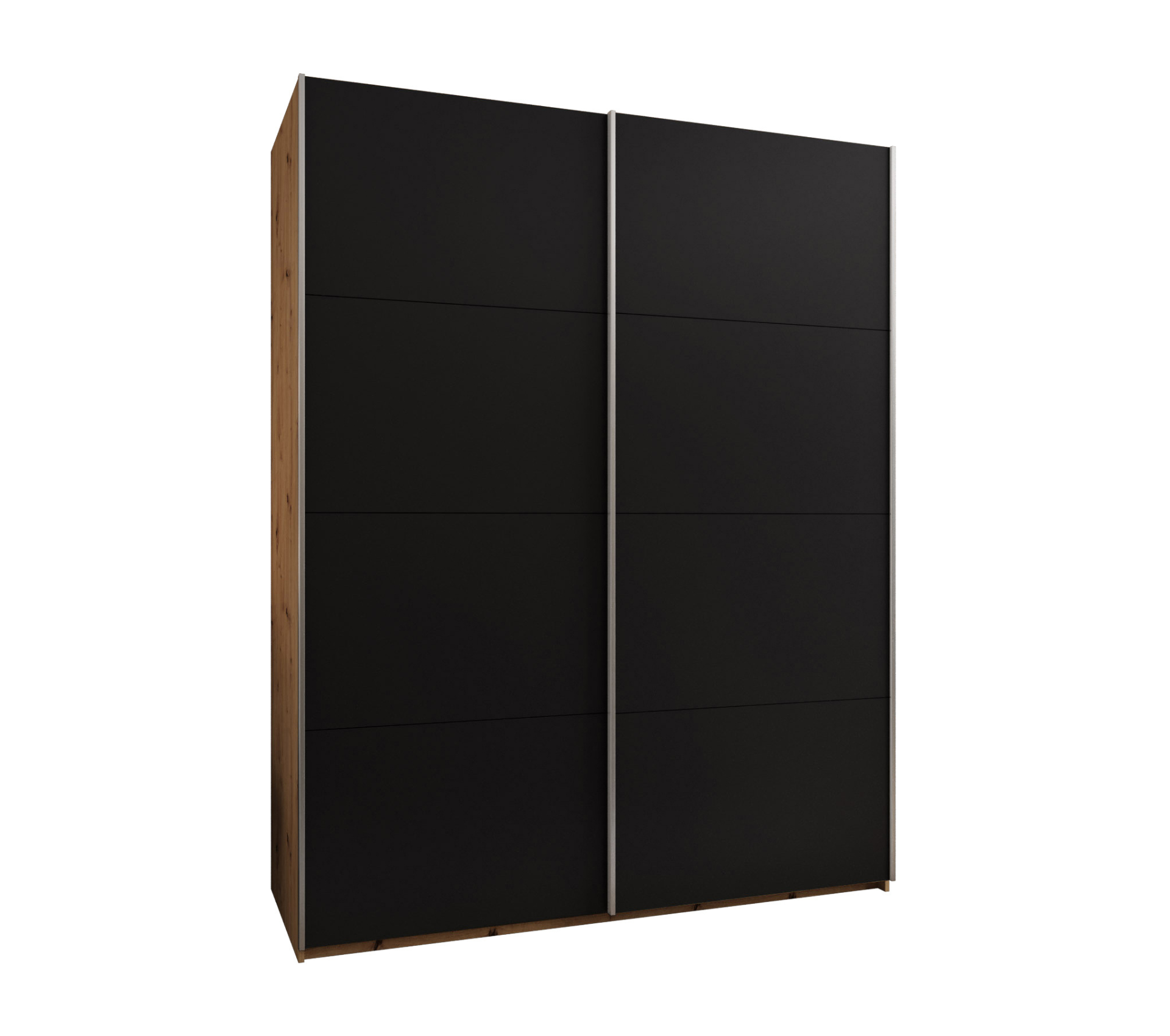 Szafa przesuwna wysoka Lux 1 200 x 64 x 245,5 cm artisan + czarny + u. srebrny - Abiks Meble