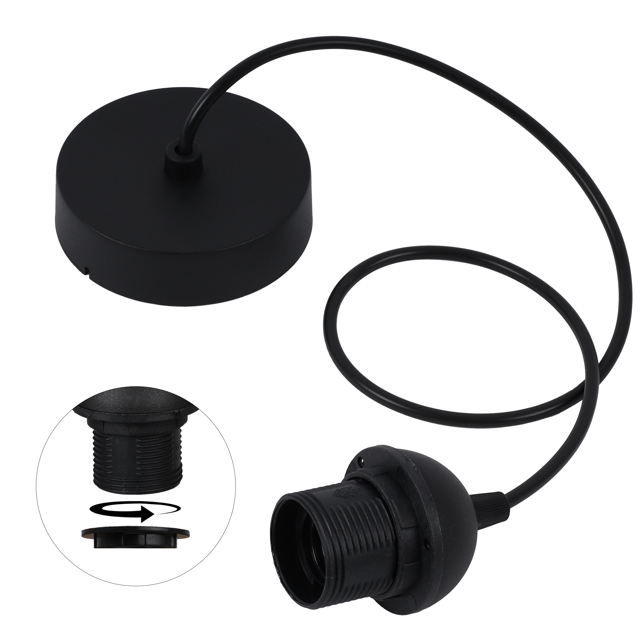 Linka zawiesie do lampy Light Home LH 1x E27 krażek/pókole czarny