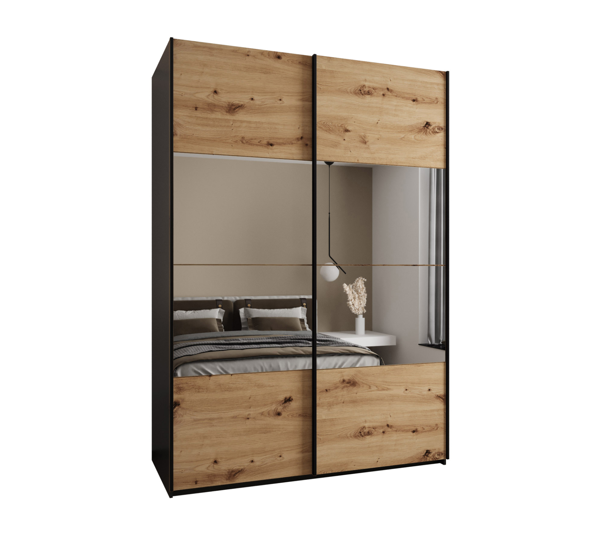 Szafa przesuwna wysoka Lux 4 180 x 64 x 245,5 cm czarny + artisan + u. czarny - Abiks Meble